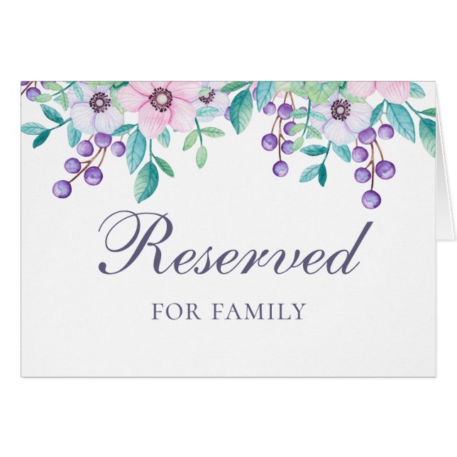 Flores rosas y moradas. signo de reserva de boda (Anverso (Horizontal))