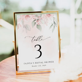 Flores Rubor, Flores Rosa, Boho, Números de Mesa