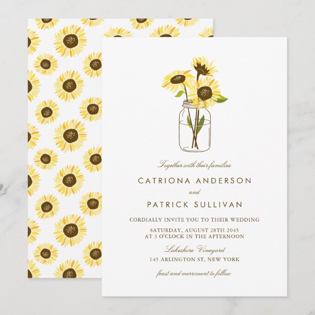 Flores rusticas en la invitación a la boda de Maso (Anverso / Reverso)