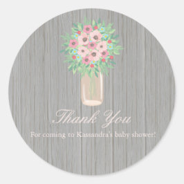 Flores Rústicas En Un Pegatina De Baby Shower De M