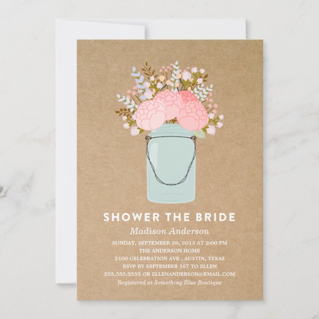Flores rústicas  | INVITACIÓN DE LA DUCHA BRIDAL (Anverso)