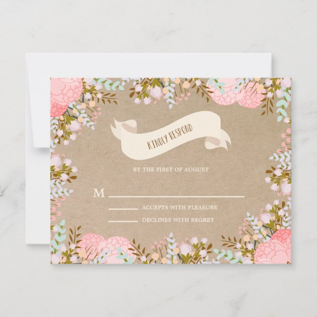 Flores Rústicas | Tarjeta de Respuesta de Boda (Anverso)