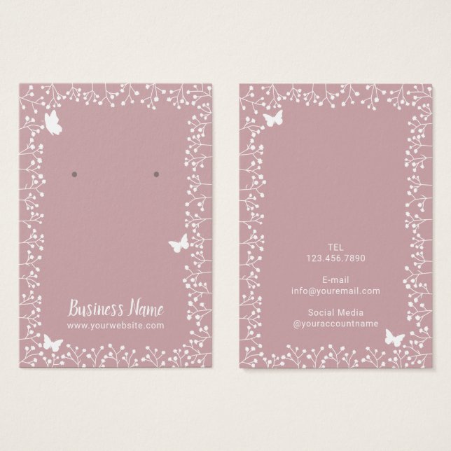 Flores rusticas y naves de mariposa rosadas polvor (Anverso y reverso)