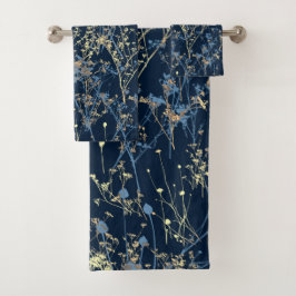 Flores salvajes amarillas en azul oscuro resumen m