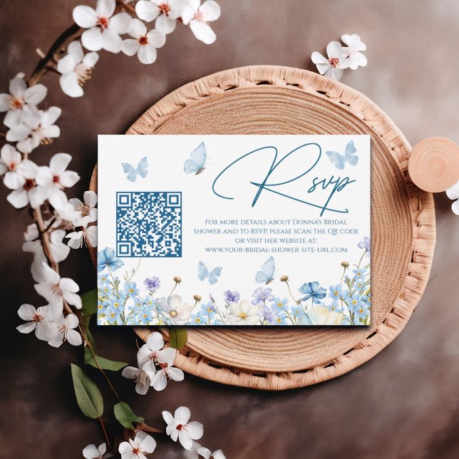 Flores salvajes azules Ducha de novia Tarjeta RSVP (Subido por el creador)