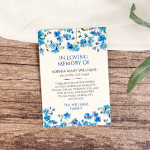 Flores salvajes azules Memoria simpática Tarjeta d