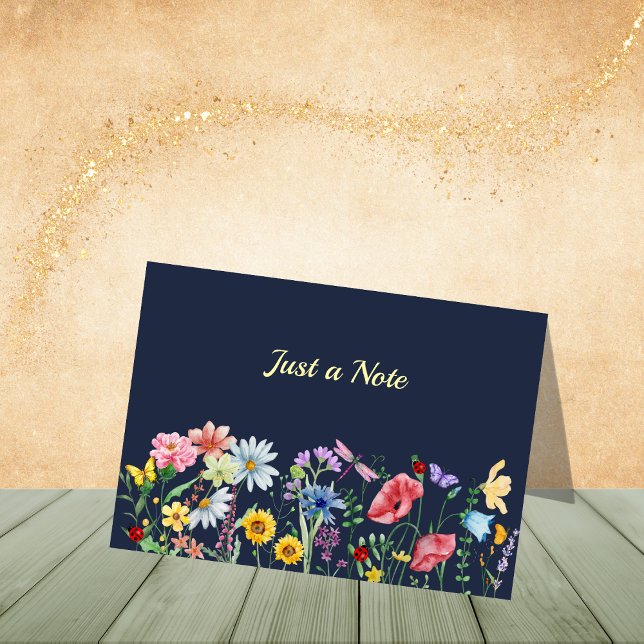 Flores salvajes azules oscuras en las tarjetas de  (Personalize to add name or initials. Customize to change text, color, or style.)