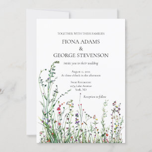 Flores salvajes boho elegante invitación a la boda