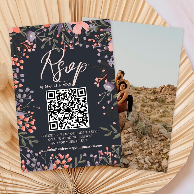 Flores salvajes Boho foto boda QR RSVP (Subido por el creador)