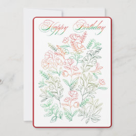 Flores salvajes con tarjeta de cumpleaños feliz