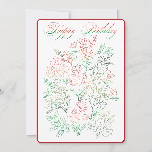 Flores salvajes con tarjeta de cumpleaños feliz (Anverso)