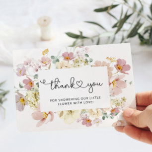 Flores salvajes ducha de bebé tarjeta de agradecim