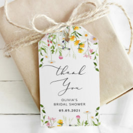 Flores salvajes ducha de novia etiqueta de agradec