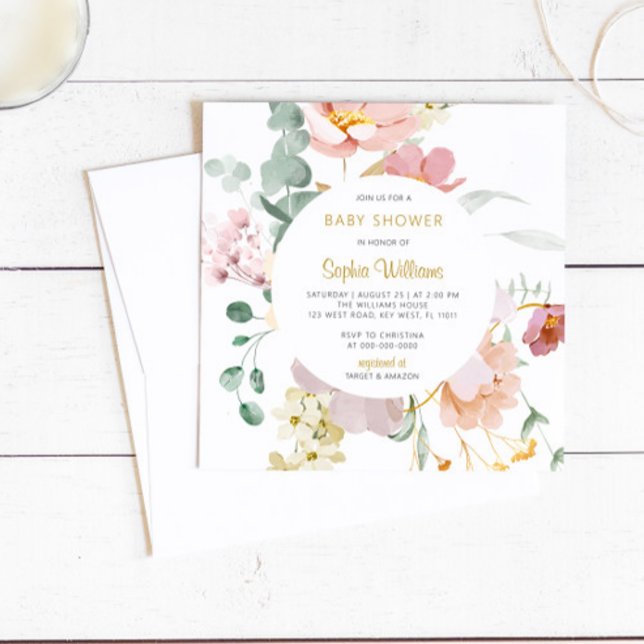 Flores salvajes Elegante Invitación Baby Shower (Subido por el creador)
