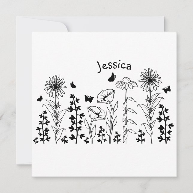 Flores salvajes en blanco y negro (Anverso)