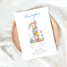 Flores salvajes número 1 Invitación de cumpleaños