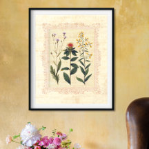 Flores salvajes vintage Impresión femenina Boudoir