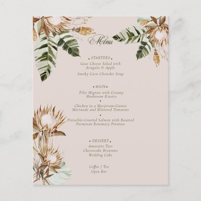 Flores secas tropicales hojas de plátano (Anverso)