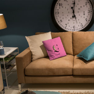 Flores silvestres acuarela monograma almohada de l