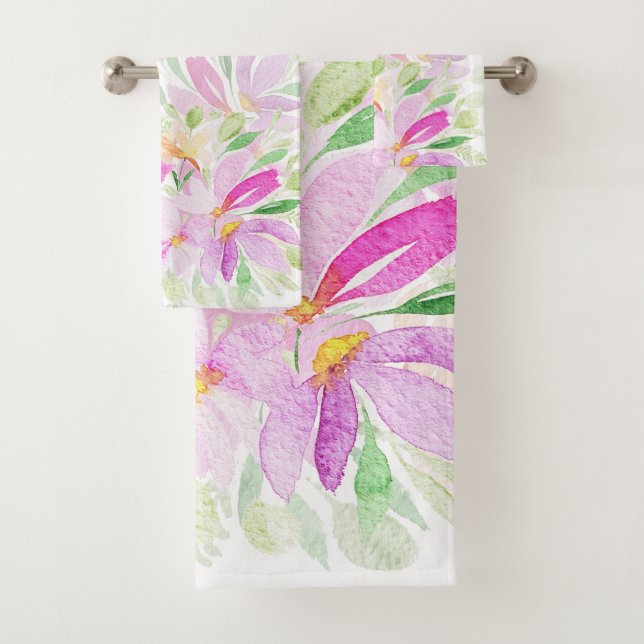 Flores silvestres acuarela rosa, amarilla, verde (In situ)