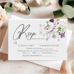 Flores silvestres acuáticas Tarjeta RSVP de boda