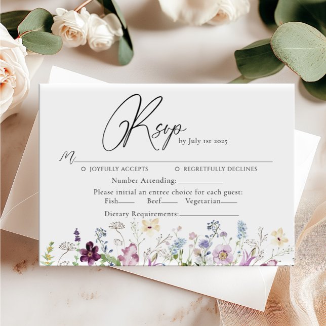 Flores silvestres acuáticas Tarjeta RSVP de boda (Subido por el creador)