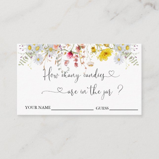 Flores silvestres adivinan cuántas tarjetas de pre (Anverso)