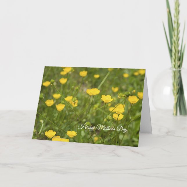 Flores silvestres amarillas tarjeta del día de la  (Anverso)