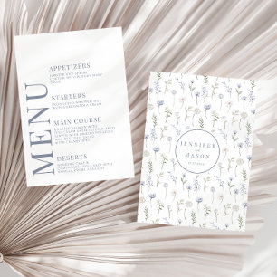 Flores silvestres azules floridas tarjetas de menú