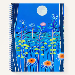 Flores silvestres bajo un diario de luna llena