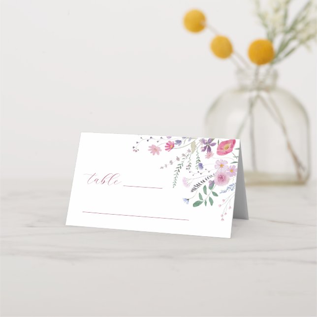 Flores silvestres Baptism Doble tarjeta de lugar (Anverso)