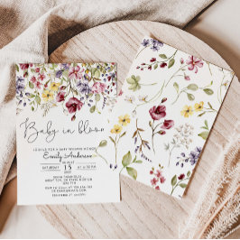 Flores silvestres bebé en la invitación de Baby Sh