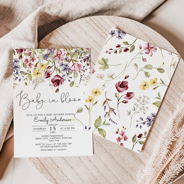 Flores silvestres bebé en la invitación de Baby Sh (Subido por el creador)