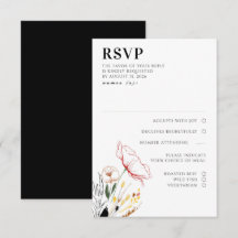 Flores silvestres Boho Black Elegant Wedding RSVP
