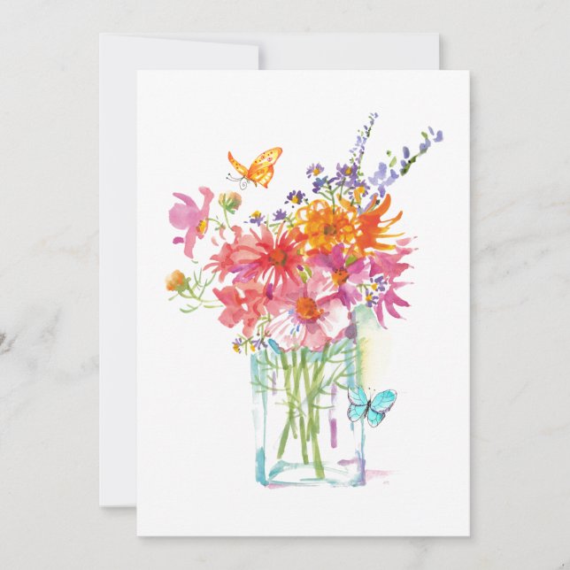 Flores silvestres Bouquet Watercolor Tarjeta plana (Anverso)
