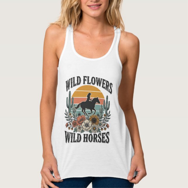Flores Silvestres Caballos Salvajes Camisa Floral  (Anverso)