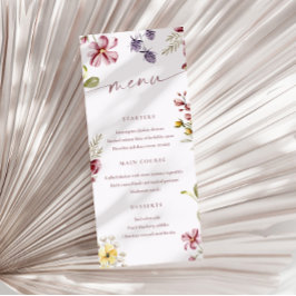 Flores silvestres caligrafía Tarjeta de menú flora