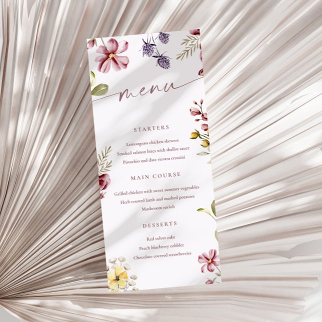 Flores silvestres caligrafía Tarjeta de menú flora (Subido por el creador)