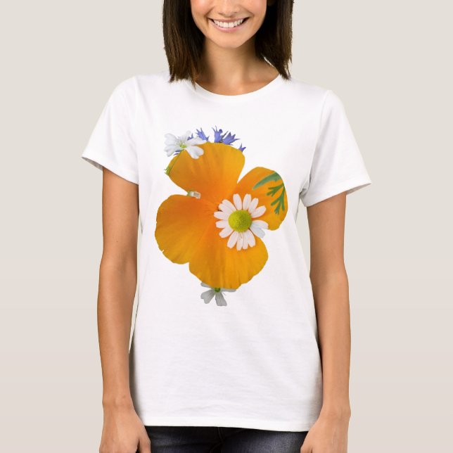 Flores silvestres: camiseta amarilla blanca Naranj (Anverso)