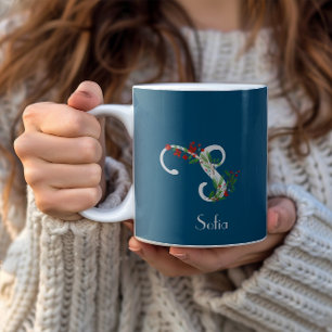 Flores silvestres color de agua letra taza de café