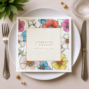 Flores silvestres coloridas boda servilleta