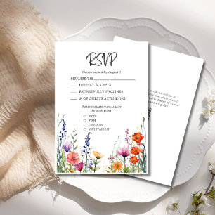 Flores silvestres coloridas Tarjeta RSVP de elegan