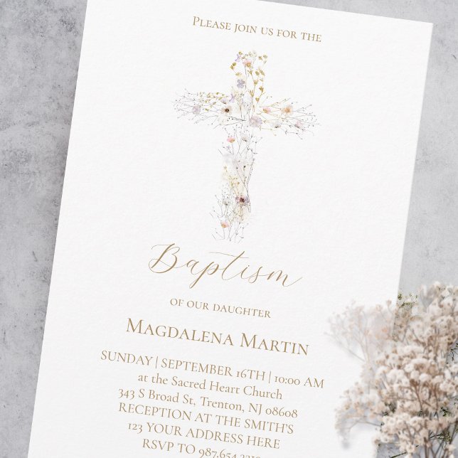 flores silvestres cruzan | Invitación de Bautizo (Subido por el creador)