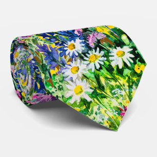 Flores silvestres de acuarela artística Corbata