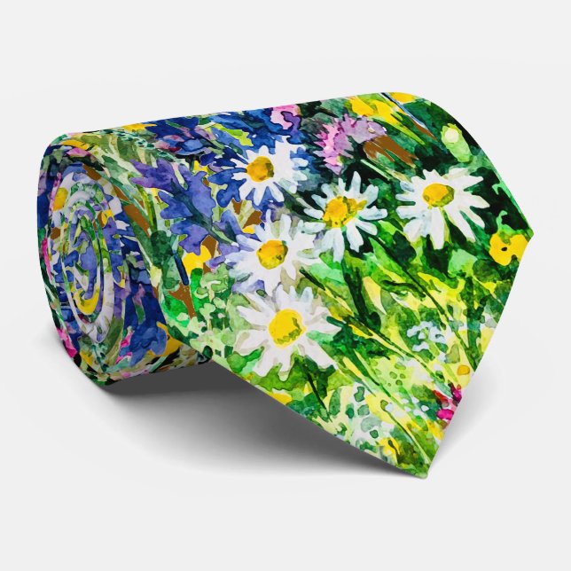 Flores silvestres de acuarela artística Corbata (Enrollado)