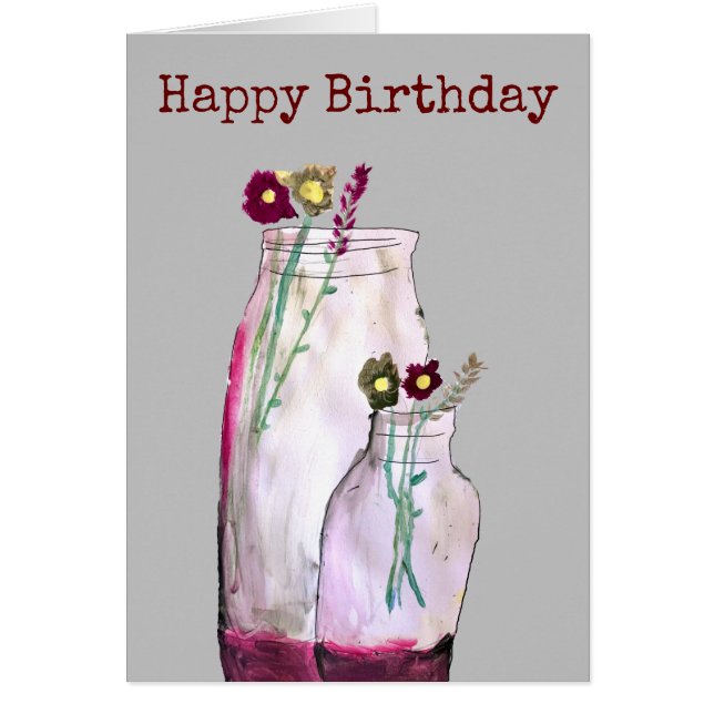 Flores silvestres de acuarela caprichosas en un ja (Frente)