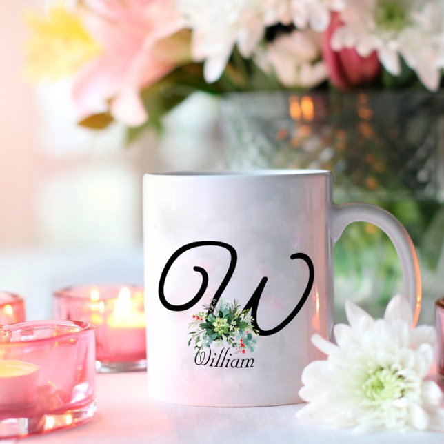 Flores silvestres de acuarela clásica letra taza d (Subido por el creador)
