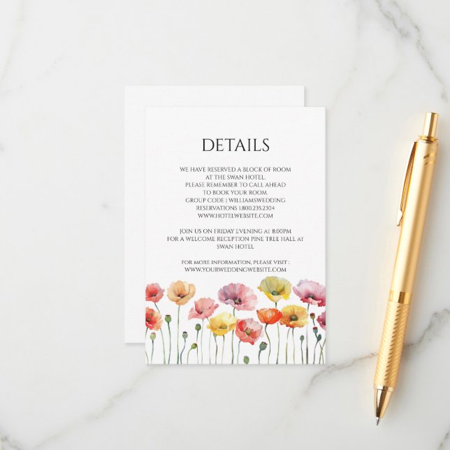 Flores silvestres de adormidera coloridas tarjeta  (Anverso/Reverso In Situ)