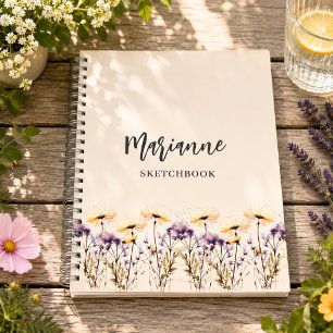 Flores silvestres de cuaderno de dibujo beige nomb