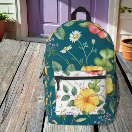 Flores silvestres de dibujo de época Mochila blanc